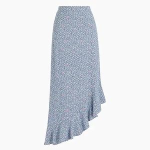 J. Crew Mercantile Floral Asymmetrical Ruffle Midi Skirt Size Medium